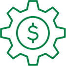 Gear Icon with Money Sign in Center